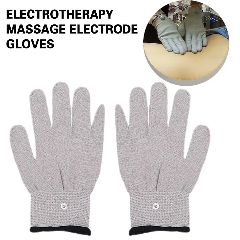 

1 Pair Conductive Silver Fiber Electrode Therapy Gloves Electrotherapy Unit For Phycical Therapy Massage Electrode Gloves