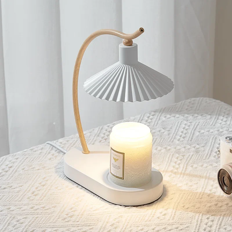 

Pleated Shade Candle Melting Table Lamp Candle Heating Lamp Safe Candle Melt Warmer Light Dimm Switch with Timer Home Fragrance