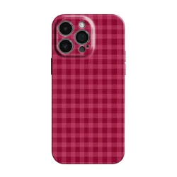 Retro Red Grid Pattern Hard PC Phone Case Cover - Honor 30S (JSS237)