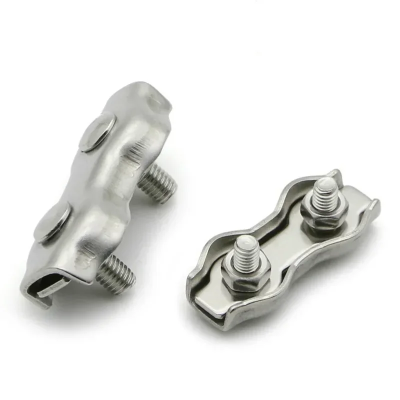 304 Stainless Steel Wire Rope Buckle Clips 2mm 3mm 4mm 5mm 6mm Cable Clamp Double Grips Fastener 1pc