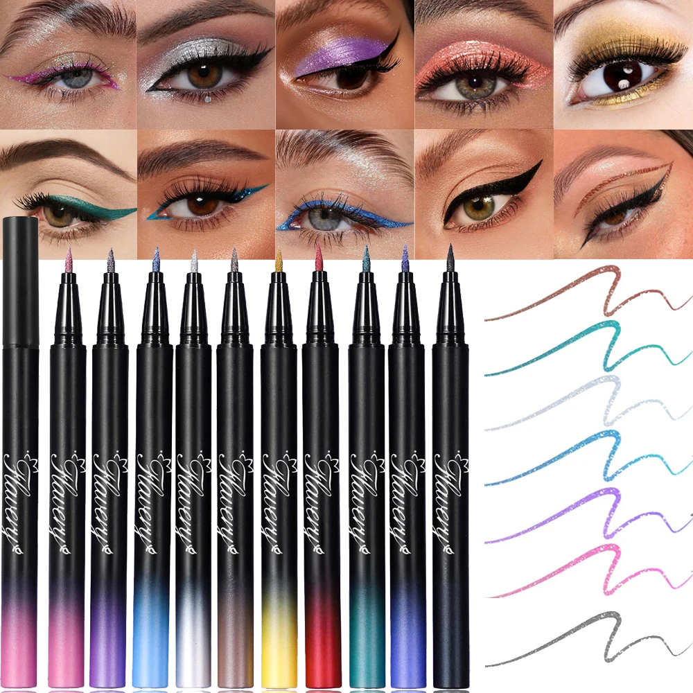 Flüssiger Eyeliner In Rauchigem Schwarz-violett Mit Glitzer Effekt_voghion.com