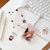 Kpop Y2k Acrylic Photocard Holder Keychain 8*10cm Credit ID Bank Card Student ID Badge Holder Girls Card Sleeves 2