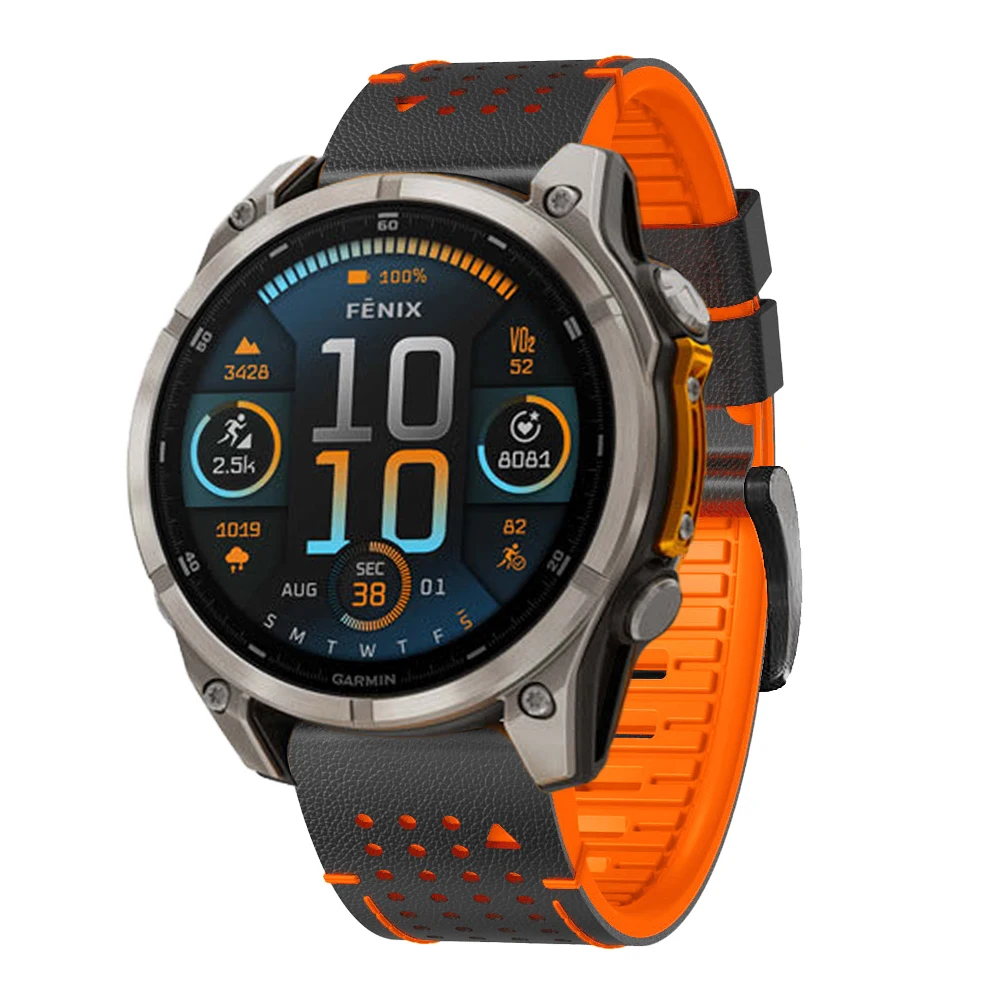 Premium Silicone and Leather Strap - 22mm/26mm Band