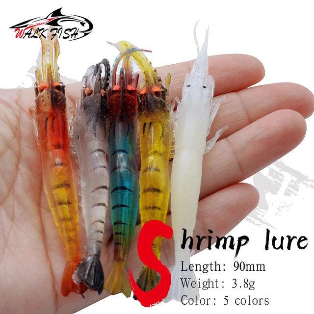 WALK FISH 5PCS Fishing Lure Simulation Grass Shrimp Soft Bait