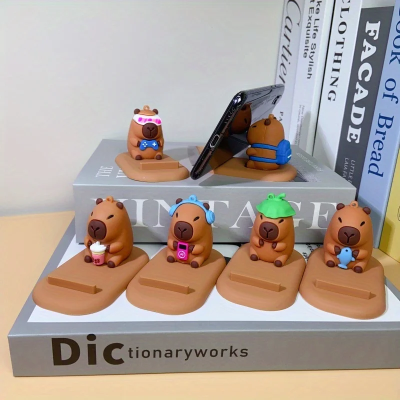 Capybara Phone Stand with Expressive Eyes Non-Slip Base Desk Organizer for Home Office Decor Gift