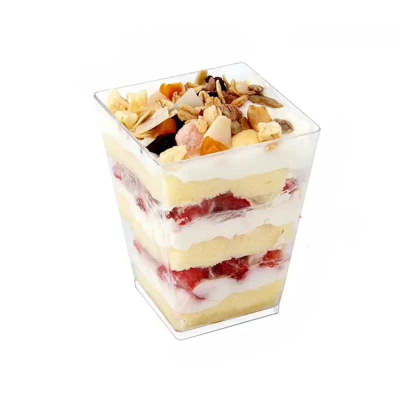 Disposable Plastic Cups Mousse Ladder Shaped Cup Pudding Dessert Cake Appetizer Jelly Yogurt Mousse Baking Cup