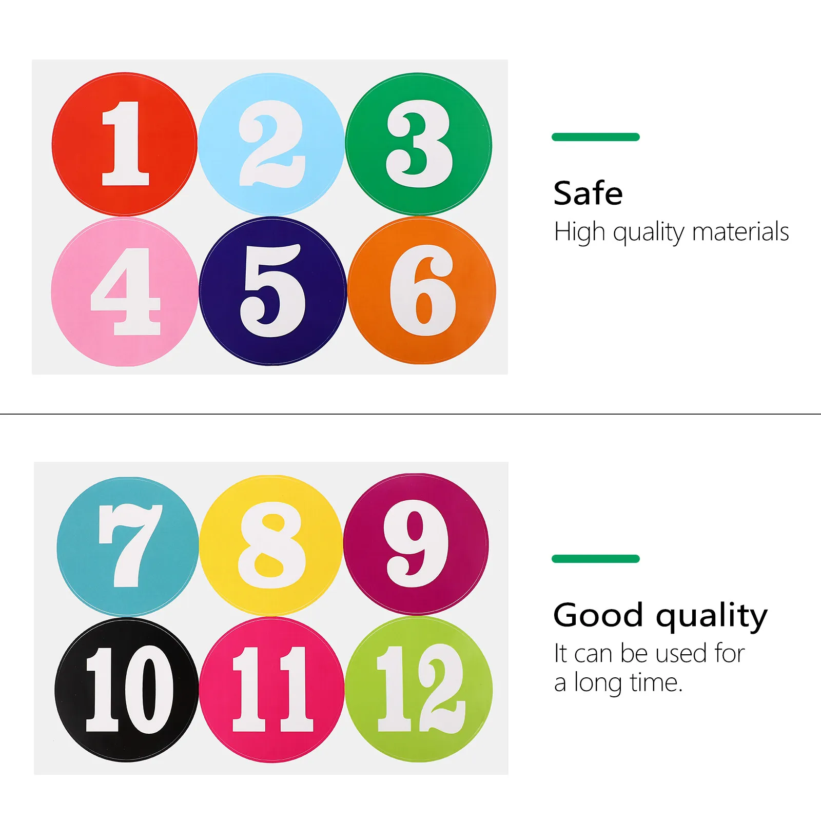 2 시트 다채로운 원형 숫자 스티커 PVC 방수 자체 접착식 봉투 씰링 선물 포장 DIY 공예용