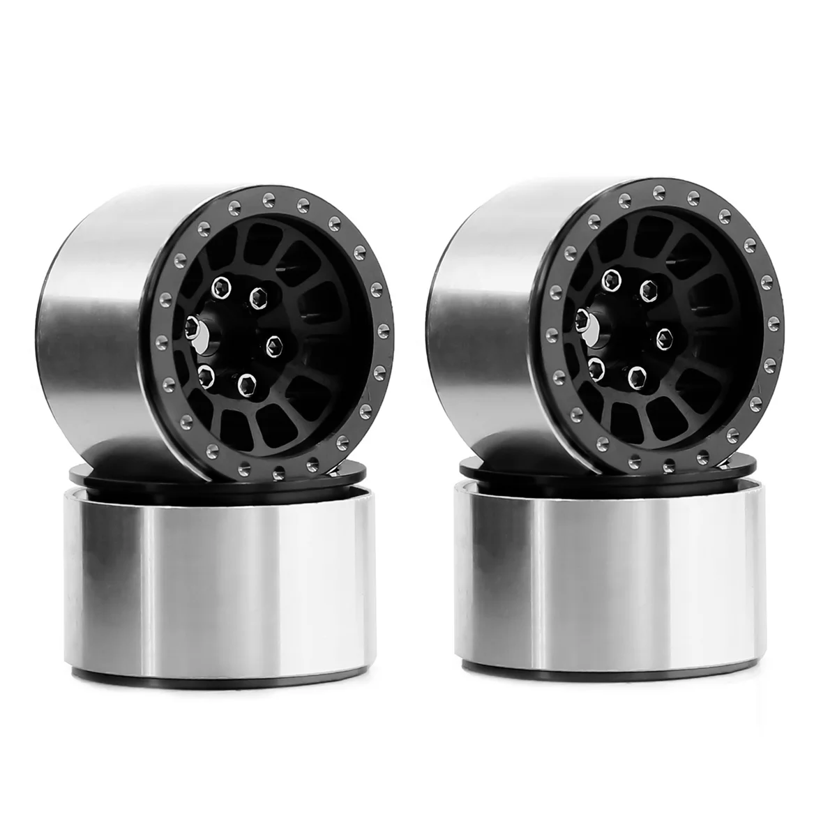 INJORA -10mm Offset 1.9 Beadlock Wheels For RC Crawlers | Aluminum Rims For SCX10, TRX4, VS4-10 - Bronze