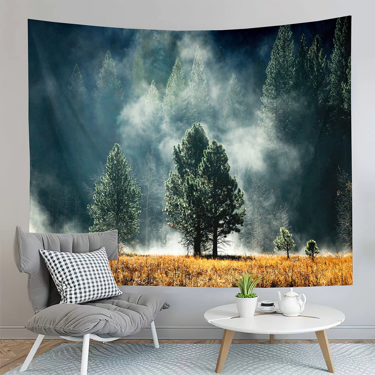 Forest Beargbn4116 Arazzo da parete con sfumature di colore verde turchese, da appendere alla parete, per camera da letto, soggiorno, arte della parete, dormitorio universitario, 102,4 x 152,4 cm
