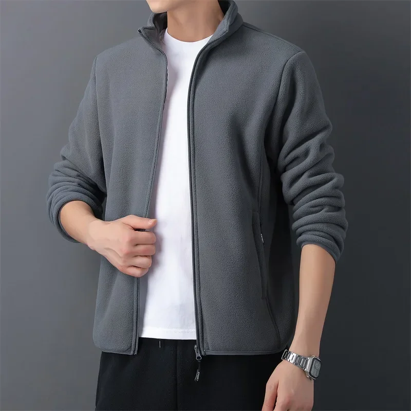 남성용 기모 두꺼운 재킷 가디건, 따뜻한 맨투맨, 야외 방풍 의류, 따뜻한 플리스 코트, 보온 셔츠