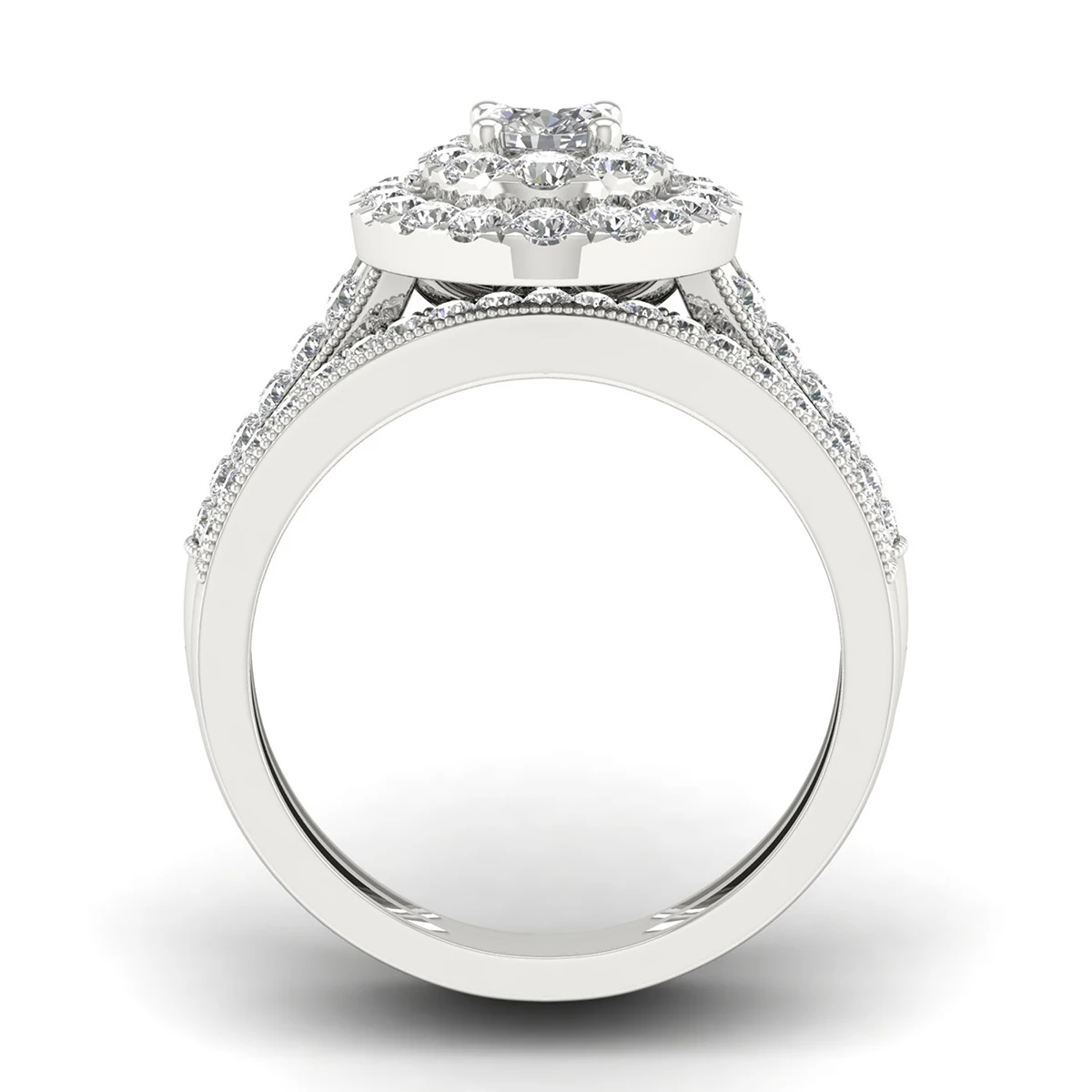 Luxury Fancy Engagement Moissanite Rings 2 Piece Solid Sterling Silver 925 Wedding Jewelry For Woman Diamond Girl Gift Certified S15623215a4974ebc9e713bb823f555b9F