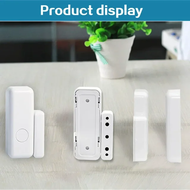 HIVA Wireless Magnetic Door & Window Sensor EV1527 Coding Mode RF 433MHz for Home Security Alarm System Home Burglar Alarm Kits 5