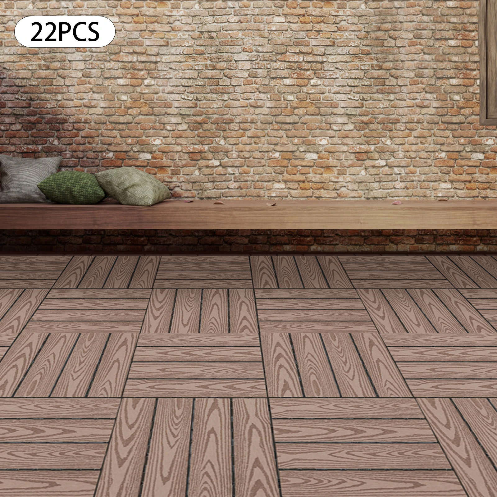 22-teiliges WPC Ineinandergreifendes Terrassenfliesen-Set, 30x30cm WPC Verbundplatten, Holz-Kunststoff-Bodenbelag für Garten, Terrasse, Balkon – Detail 1
