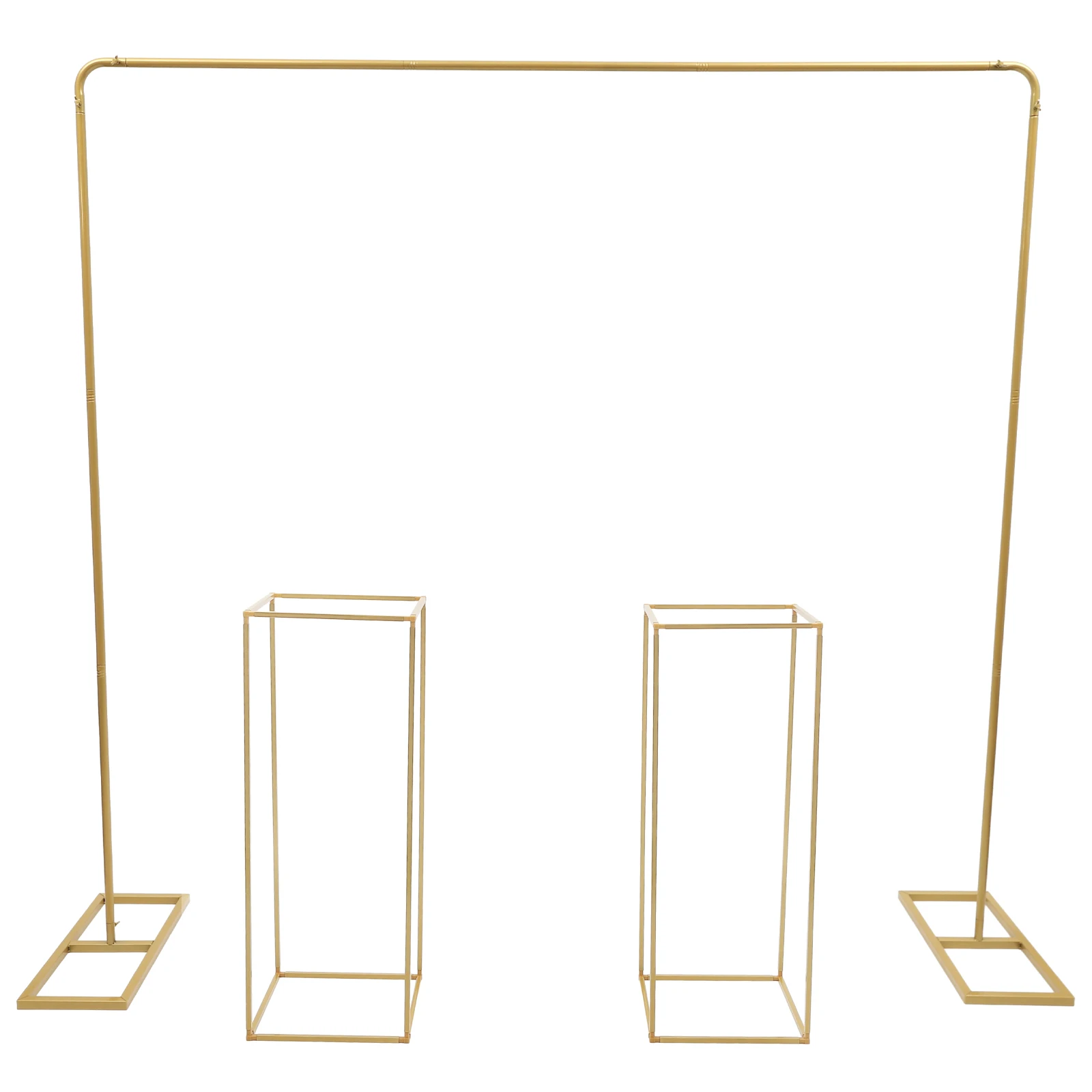 2 * 2-Meter Wedding Stand+2 Pieces of 27 * 27 80cm Square Flower Stand-Gold Color