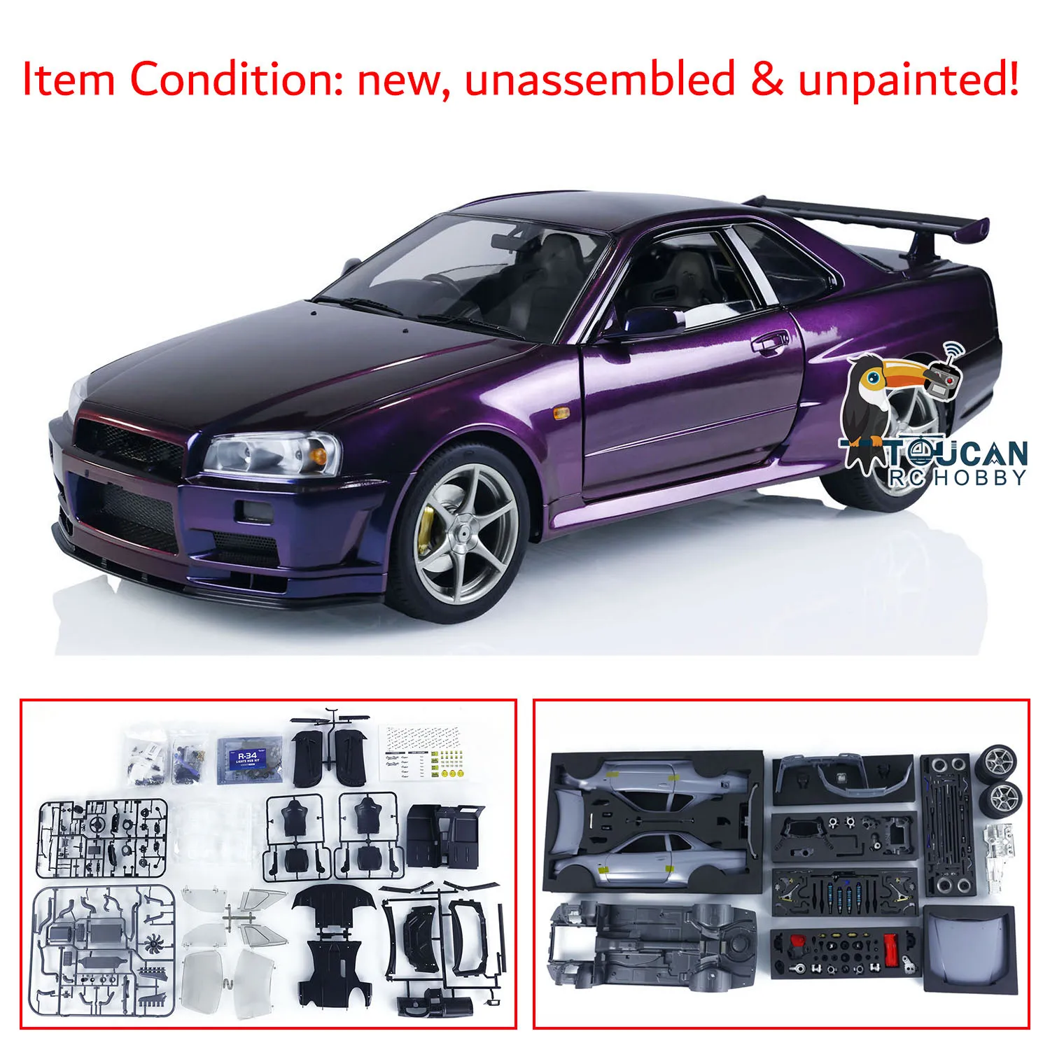 

In Stock Capo 1/8 RC Racing Car for GTR R34 Remote Control Drifting Vehicle Model W/Differential Two-speeds RC Toy TH22097