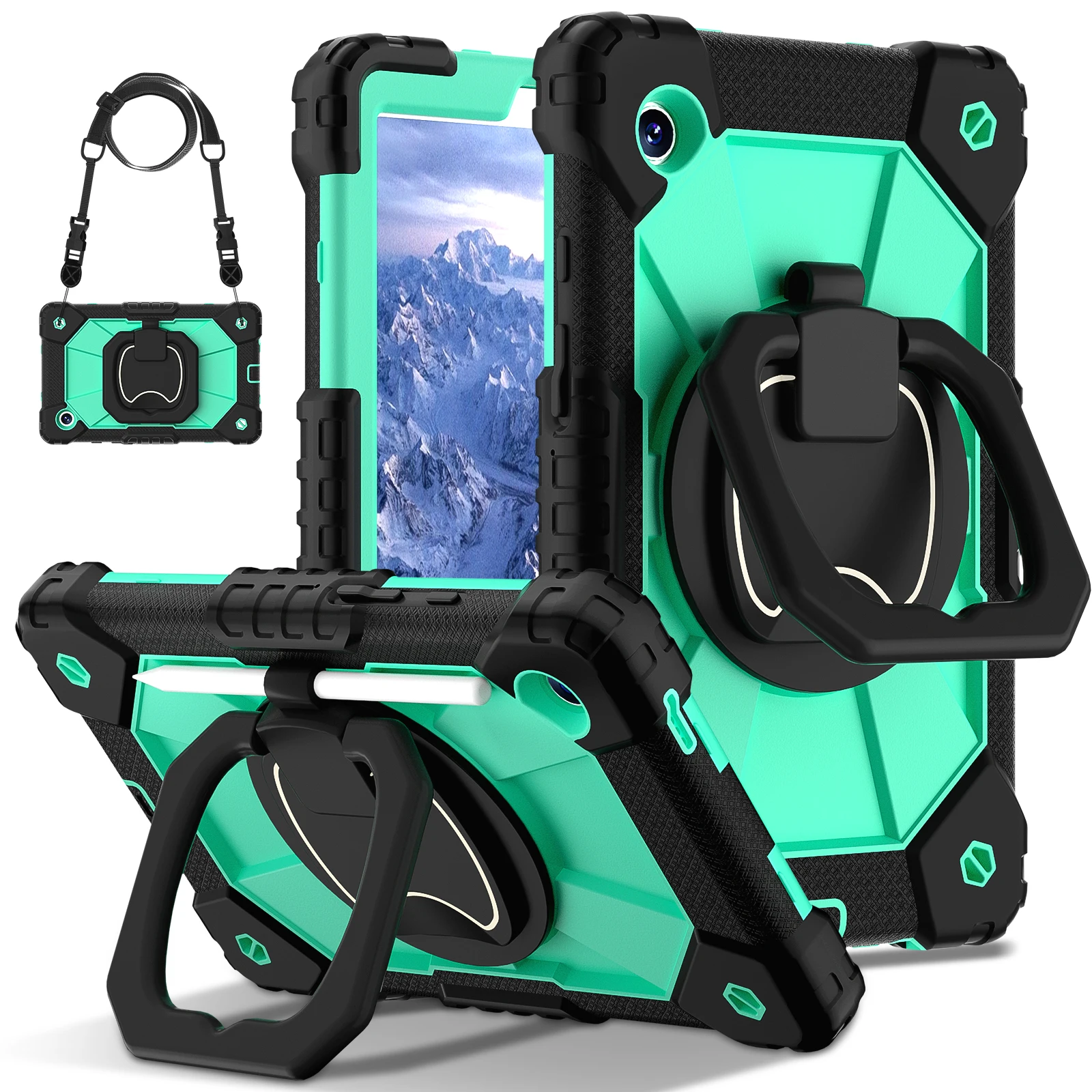 360-Degree Rotating Kids Tablet Case with Shoulder Strap