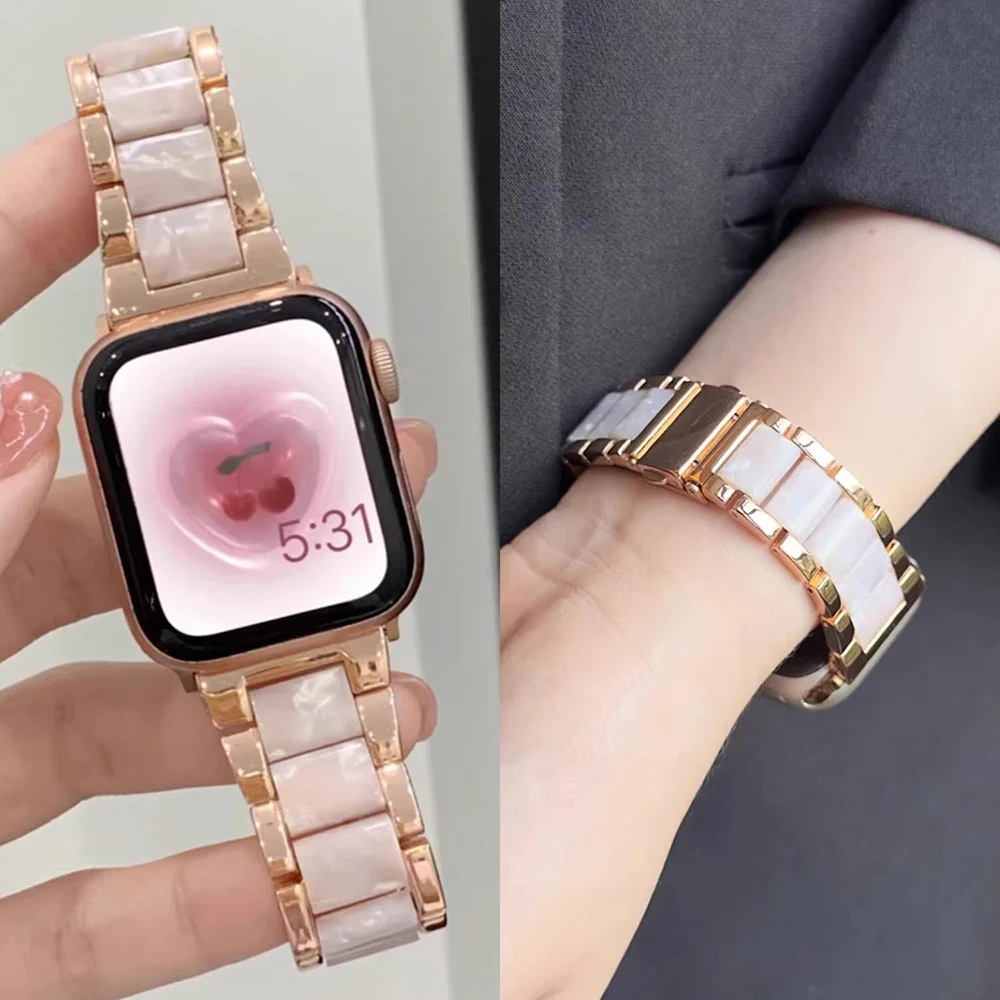 สายนาฬิกาเรซิ่นสีเงิน-ทอง สวยหรู ใส่กับ Apple Watch ได้ทุกรุ่น