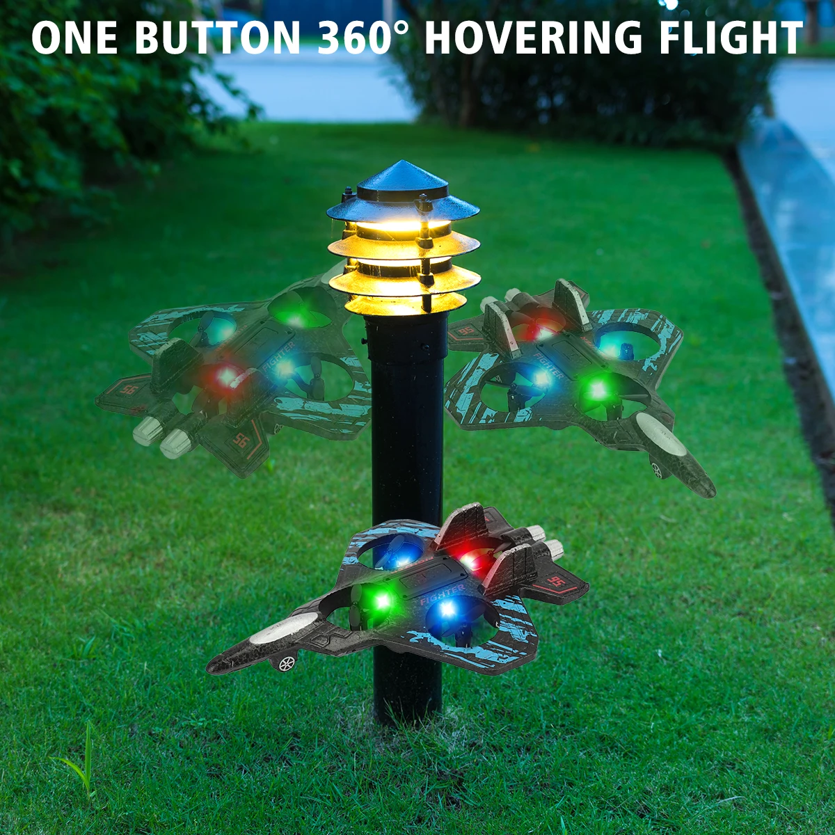 2.4G EPP Stunt Remote Control Fighter Plane Toys Gravity Sensing Foam RC Glider Flying Airplane Toy with Cool Light for Boy Gift