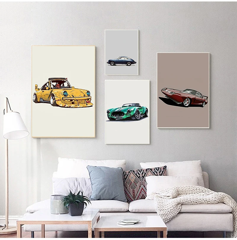 Cool Car Image Canvas Painting Wall Art Cartel De Coche Nordic Poster E Stampe Poster Car Decorativas No Frame