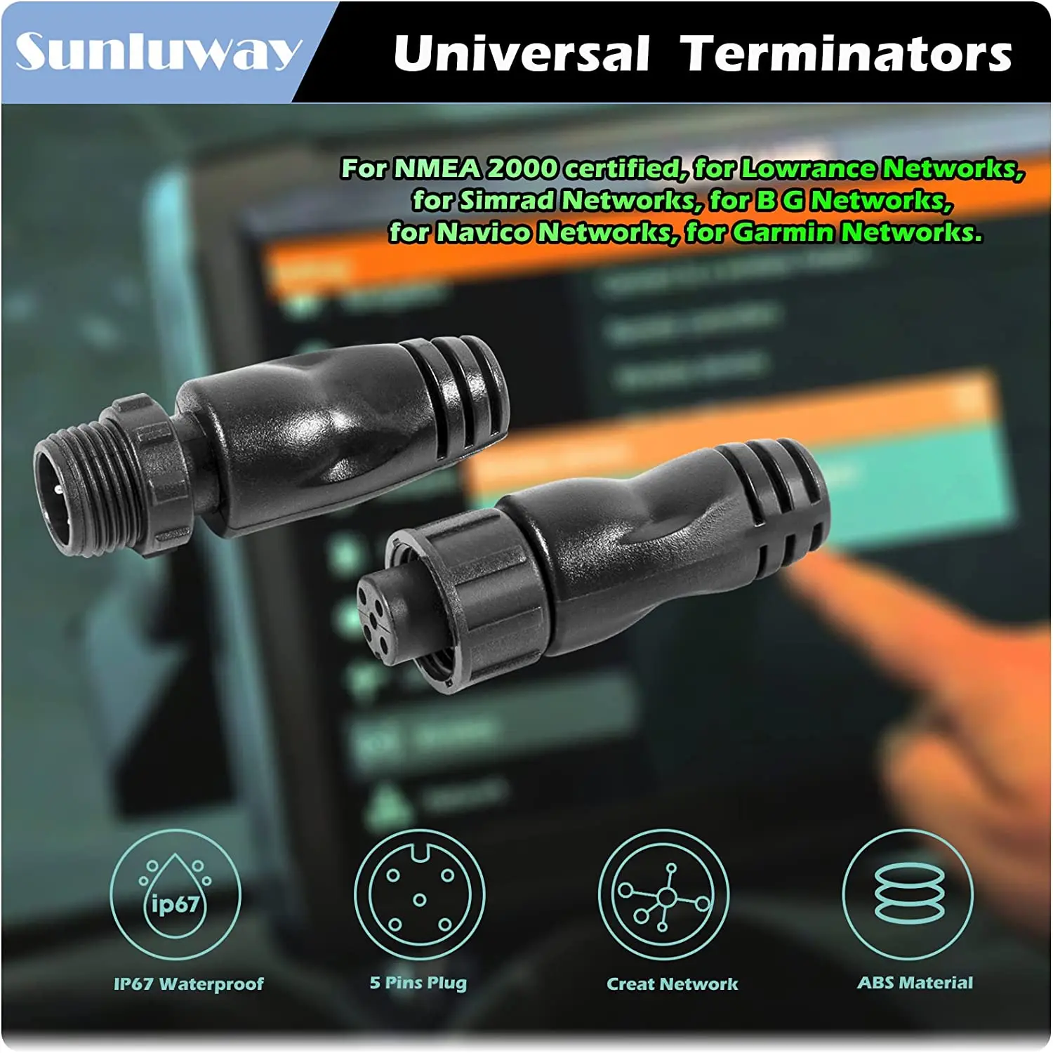 Connecteur NMEA 2000 Installable Sur Site - Femelle 5 Broches, étanche IP67, M12 - Compatible Lowrance, Simrad, B&G Connecteur NMEA 2000 Installable Sur Site - Femelle 5 Broches, étanche IP67, M12 - Compatible Lowrance, Simrad, B&G