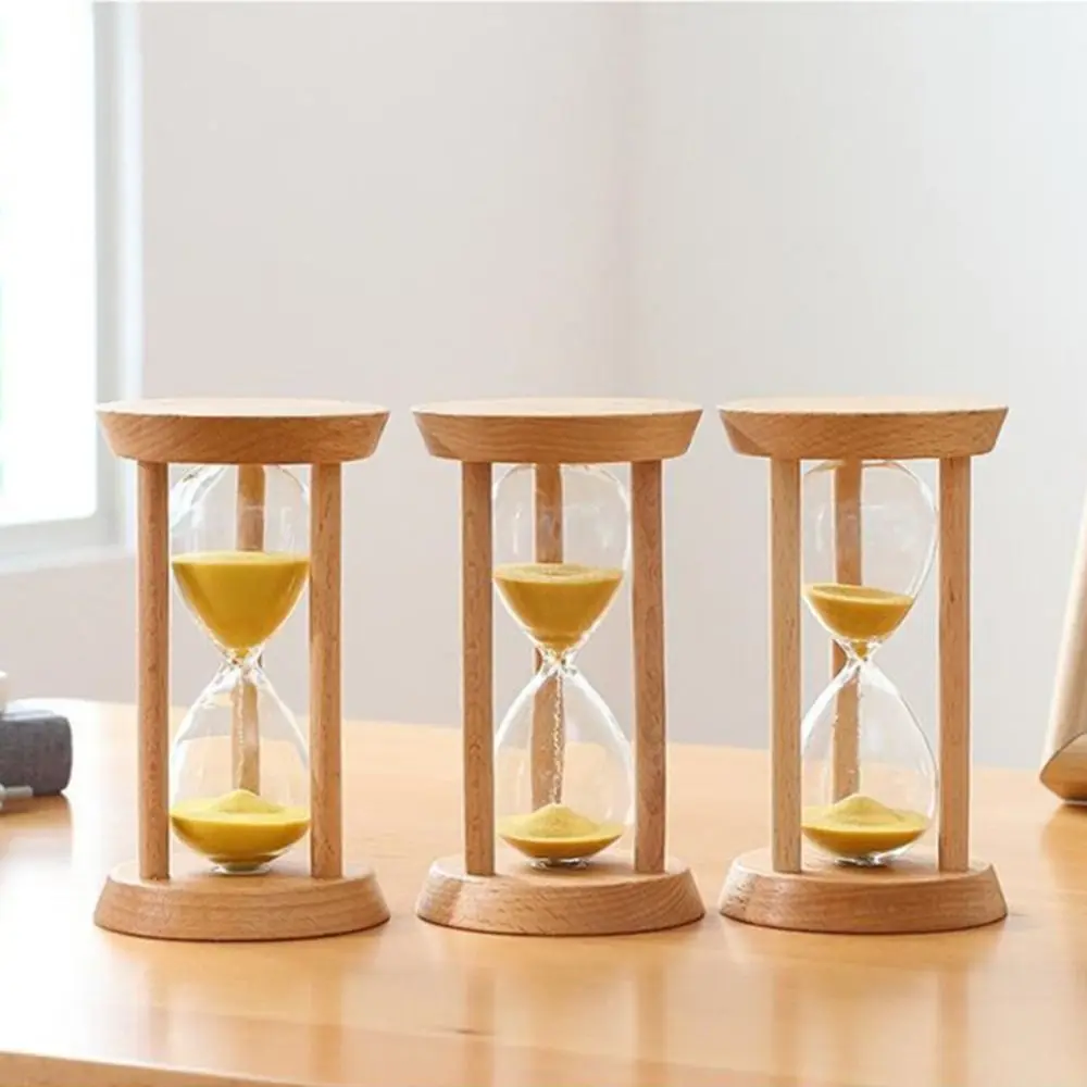 No Deformation Wooden Hourglass Creative 1/3/5 Minutes Wooden Round Hourglass Timers 5 colors Stable Connection Kids Gift