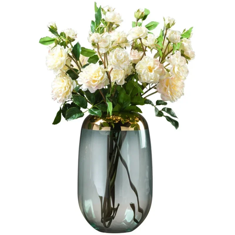 Luxury Gold Side Glass Hydroponic Vase Home Living Room Table Modern Decoration Flower Arrangement Wedding Ornament 5