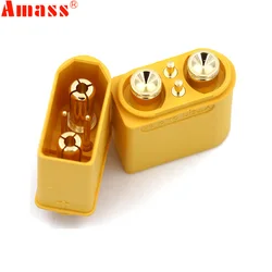 Amass XT90(2 + 2)PB connecteur prise plaqué or 4.5mm mâle pour modèle de batterie de Drone RC 5 / 10 / 20 / 50 pièces 