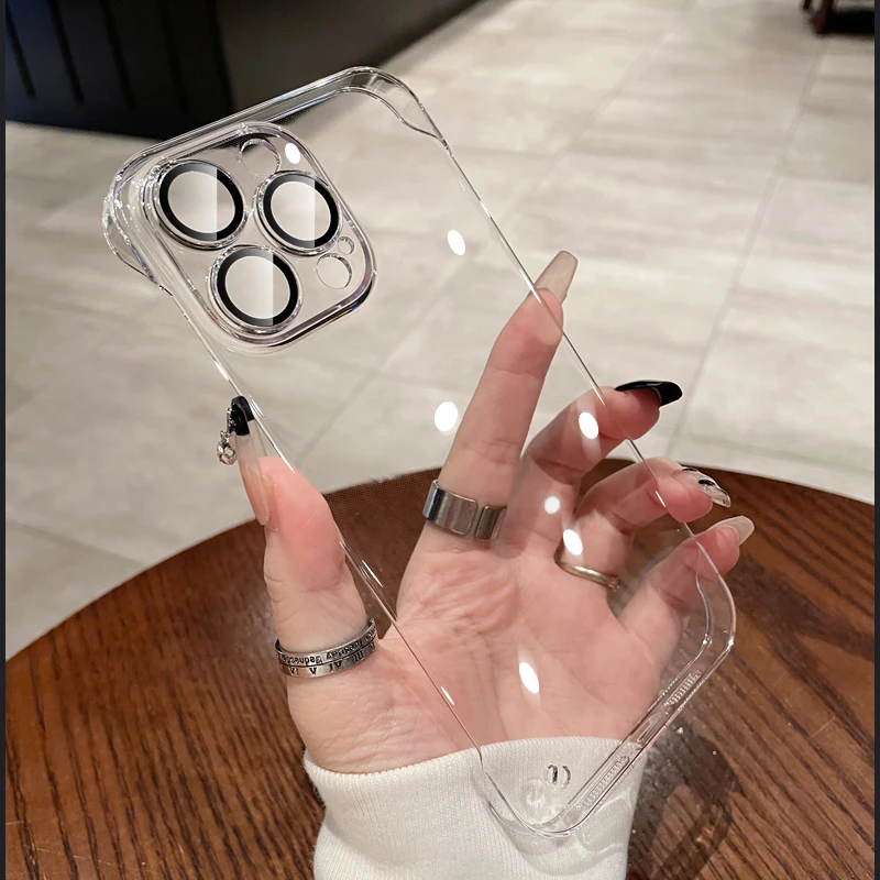 Luxury Plating Ultra-Thin Transparent Frameless Case with Clear Hard Lens Protection