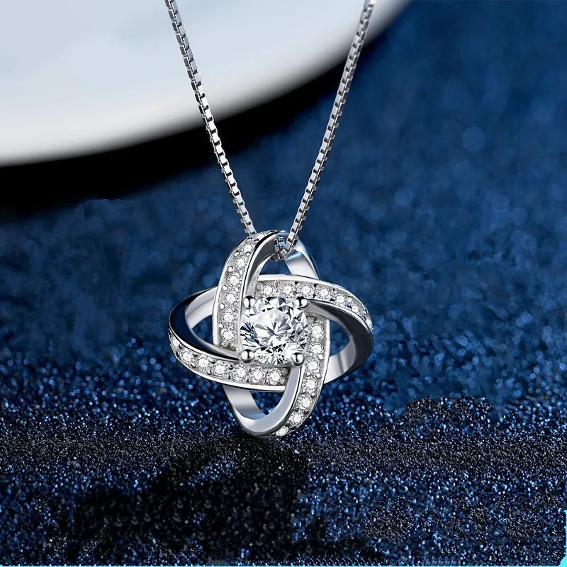 s925 Silver Eternal Heart Clover Spinning Diamonds Necklace European and American Jewellery for Mum, Girlfriend. 4