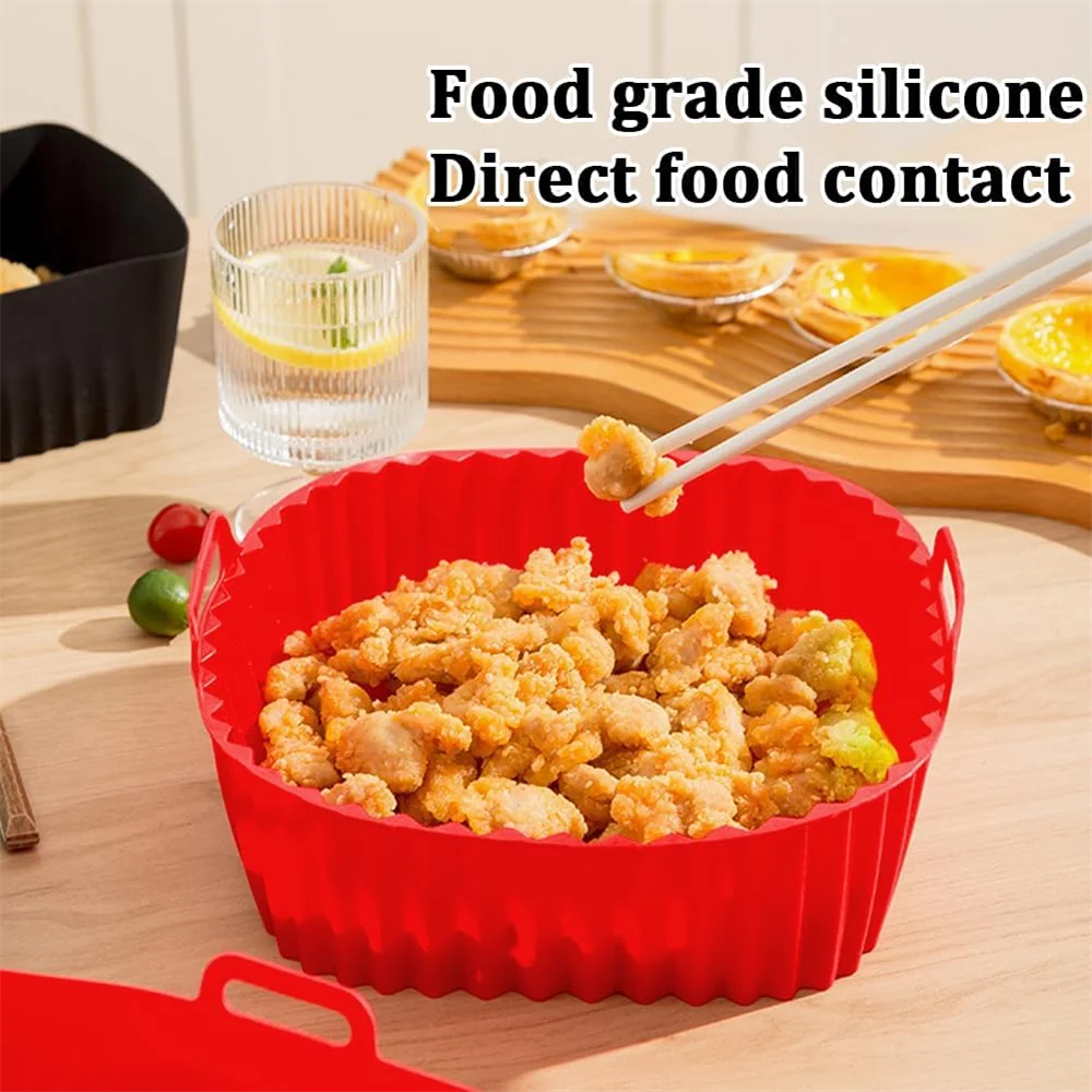 Durable Silicone Air Fryer Liner - 8-Inch Square, Reusable and Easy to Clean