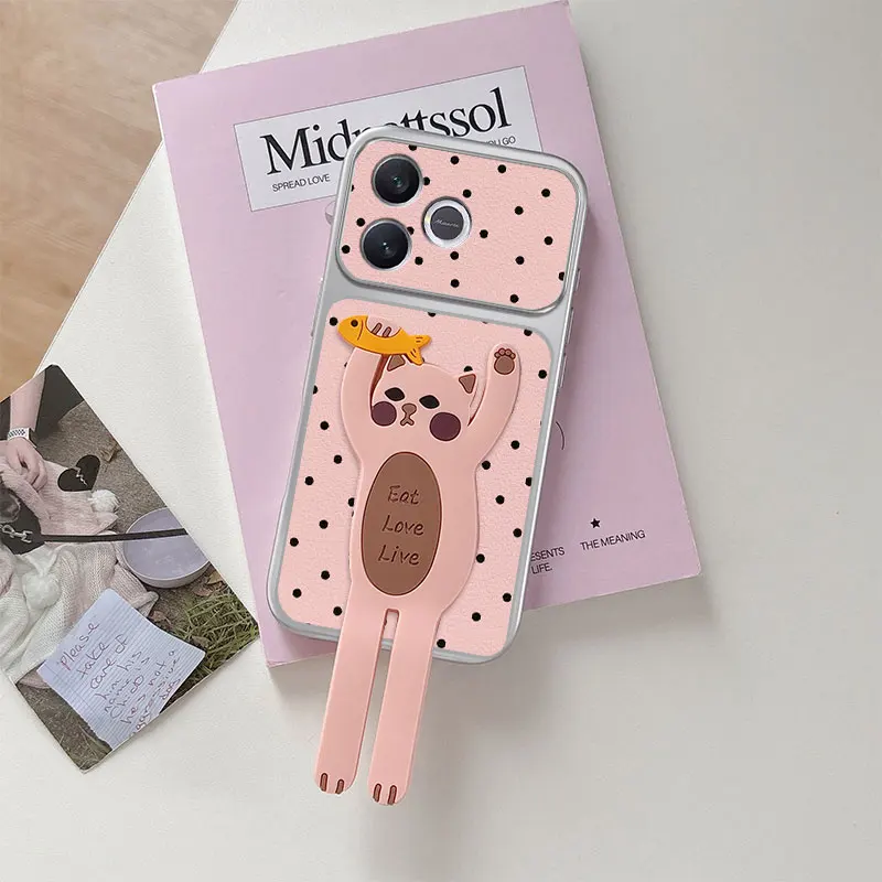 Polka Dots Cat Case with Stand Holder