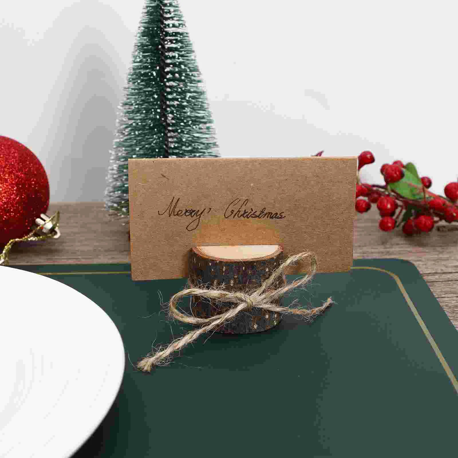20 Sets Wooden Business Card Holder Picture Stands for Table Country Style Number Fall Place Holders