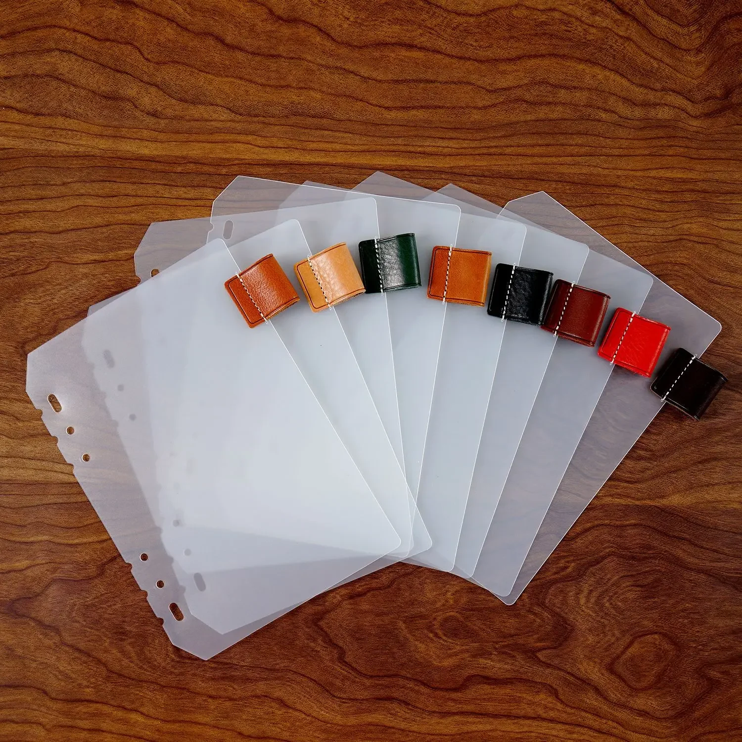Creative PVC Binder Dividers with Leather Pen Loop for Notebook Journal A5 Personal Pocket Rings Planner Divider Tab Index 6