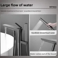 ก๊อกน้ำอ่างอาบน้ำแบบตั้งพื้น ทำจากทองเหลือง สำหรับน้ำร้อนและน้ำเย็น เหมาะสำหรับบ้าน โรงแรม ห้องน้ำ 4