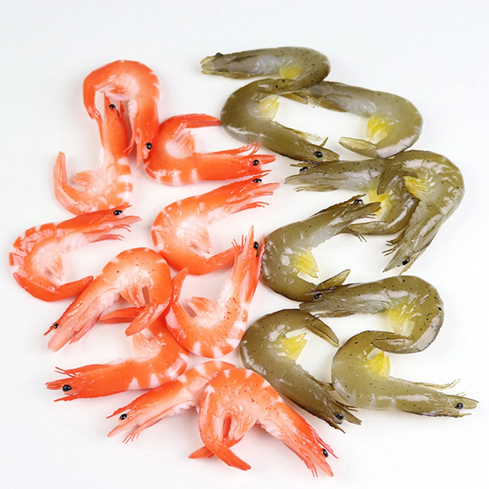 

5pcs Simulation Shrimp Model Props Crab Toy Early Educational Plaything Imitation Food Base Around Shrimp Tail