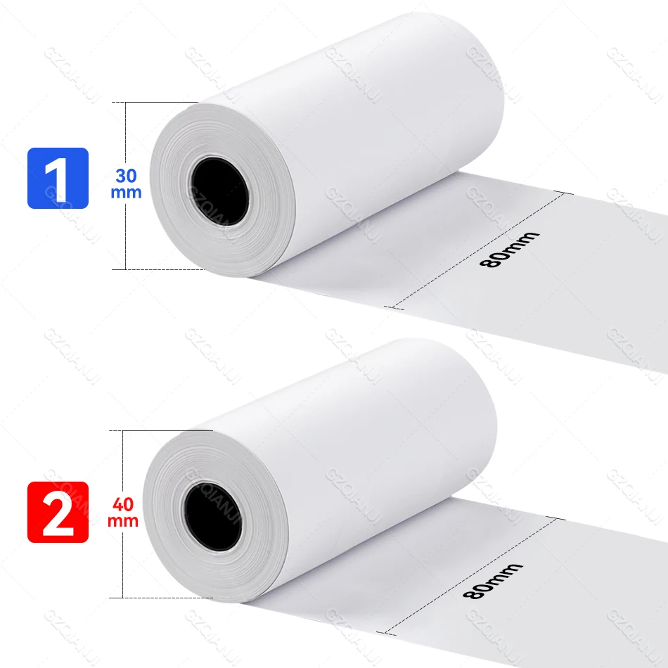 20 Rolls 80mm*30mm 80mm*40mm Thermal Paper Roll Fit Mini Portable Thermal Receipt Bill Printer POS Cash Register
