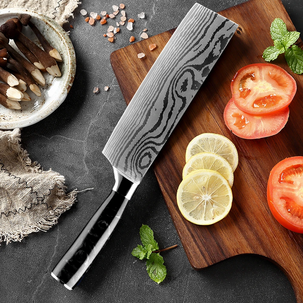 

XITUO Cleaver Knife 7 Inch High Carbon Steel Kitchen Chopper Knives Asian Razor Sharp Nakiri Knives Vegetable Meat Chef Knife