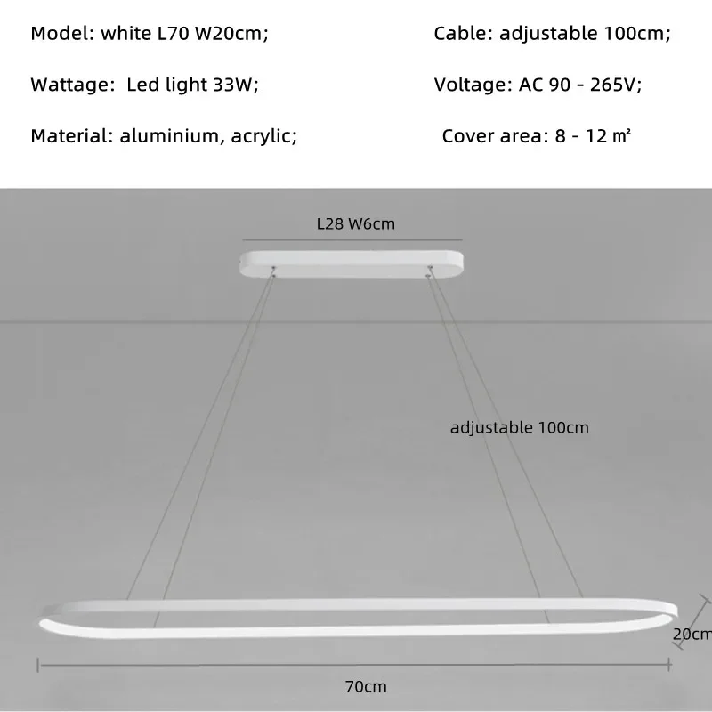 Modern Oval Led Chandeliers Aluminium Lighting Dining Room Pendant Chandelier Miniamlism Dimmable Hanging Pendant Lamps Fixtures