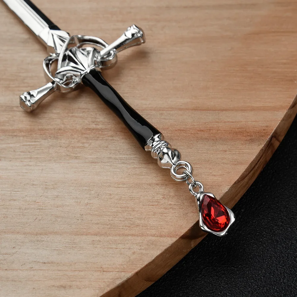 Hair Accessory Creative Sword Ruby Pendant Hairpin Vintage Chinese Style Sword Hair Stick Punk Hair Clip Dish Accessories