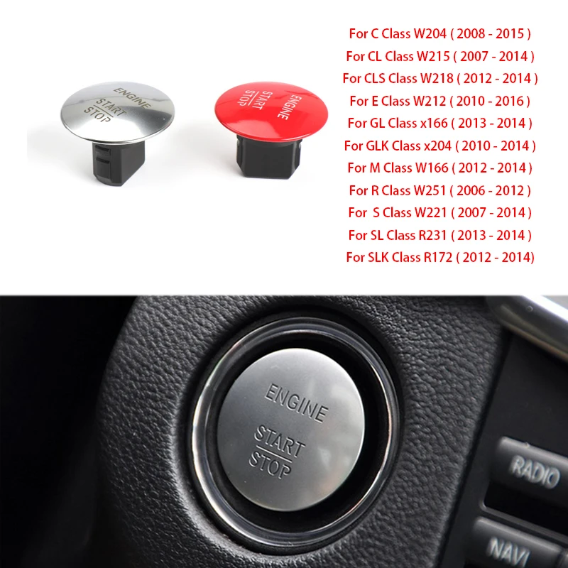 Keyless Go Start Stop Push Button Engine Ignition Switch 2215450714 Silver for Mercedes-Benz W164 W205 W221 W176 W166