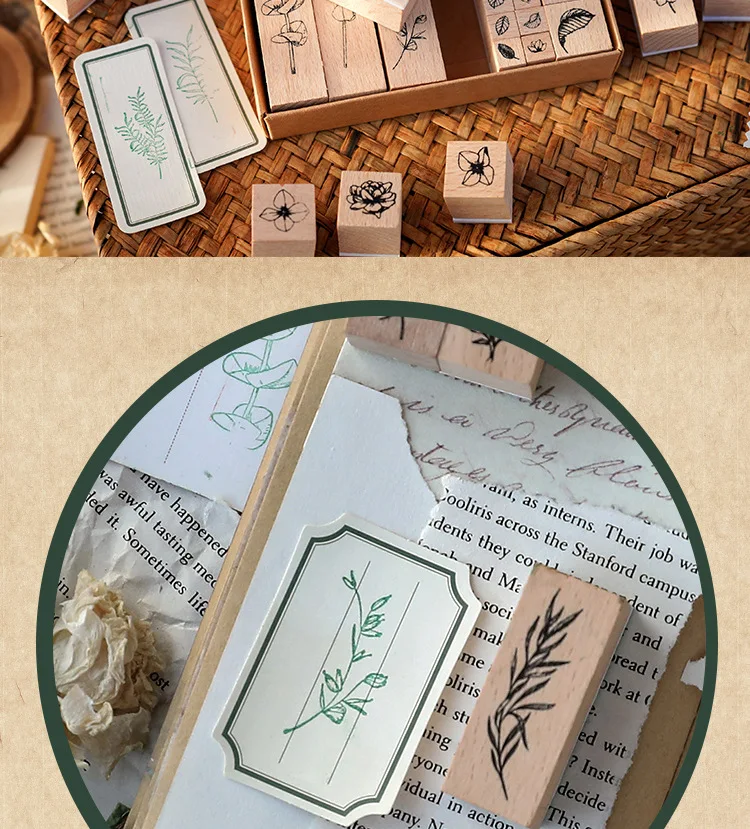 Lot De 10 Timbres En Bois Et Caoutchouc – Thème Floral Anniversaire, Pour Cartes Et Artisanat