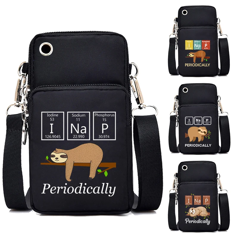 

Sloth Chemistry Periodically Cartoon Mobile Phone Bag for Samsung/iPhone Case Wallet Lazy Sloth Purse Bags Small Bag Phone Pouch