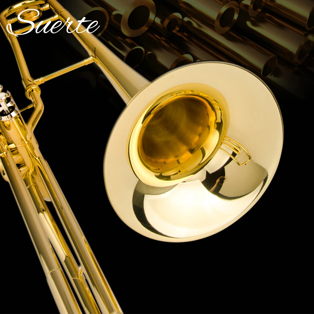 B Flat Piston Trombone Musical Instruments Yellow Brass Body Lacquer with Case Mouthpiece