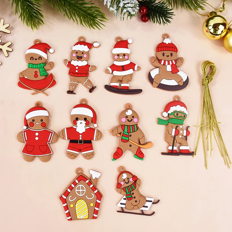 10pcs Sport Gingerbread Man Pendants Christmas Tree Hanging Ornament 2024 Xmas Noel Navidad Home Decoration New Year Gift 2025