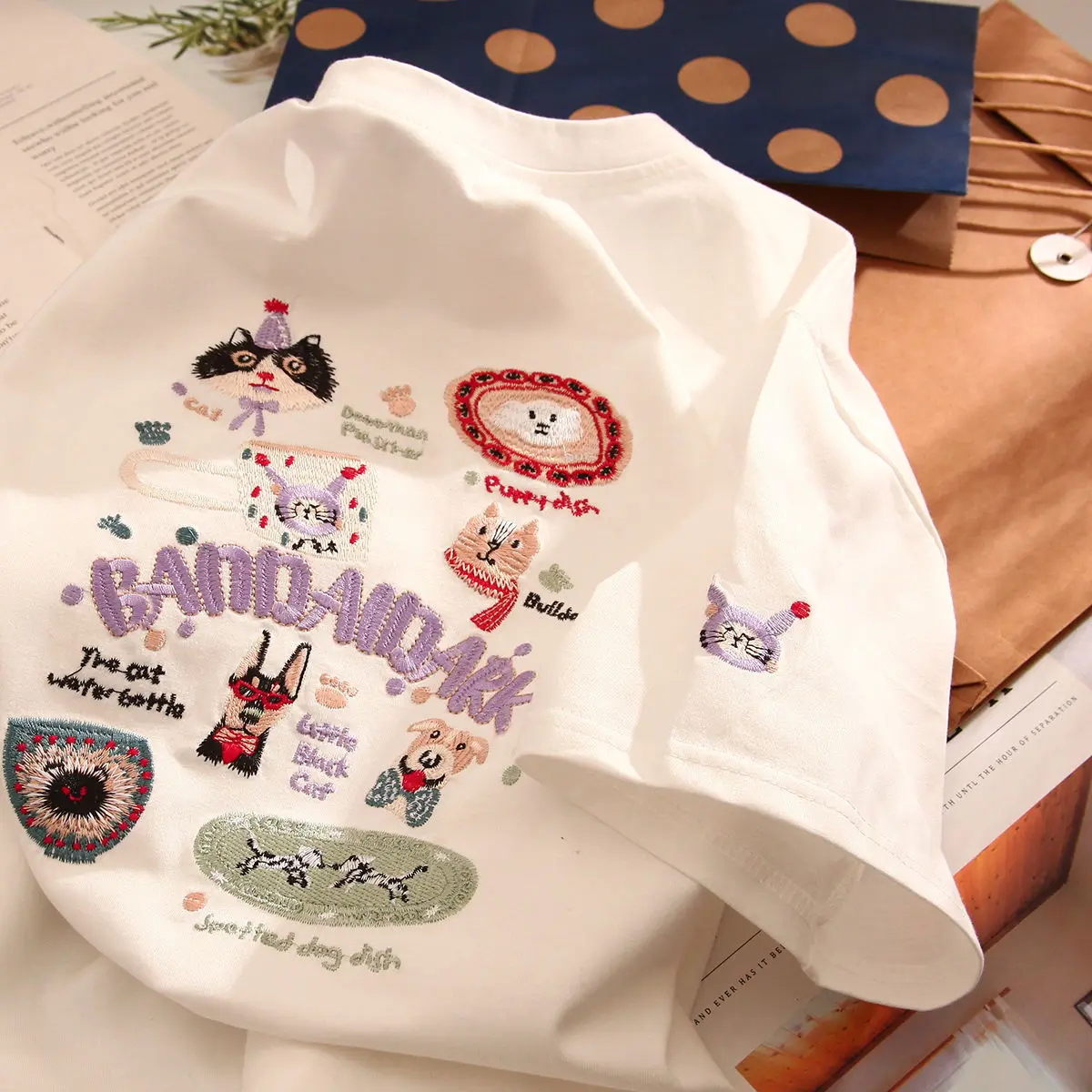 White [printed style] [230g pure cotton heavyweight]