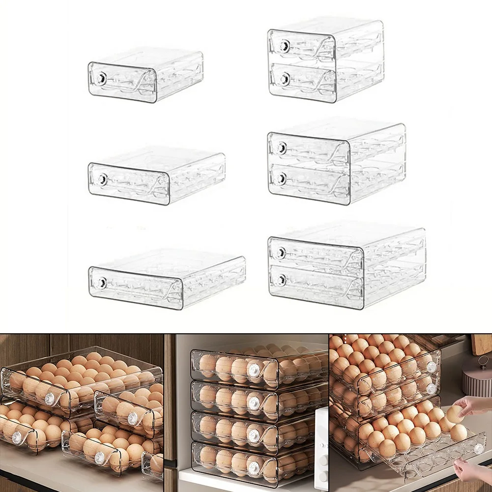 

2-Ярусный контейнер для яиц, поднос, ящик для хранения, держатель из материала для домашних животных, кухонный органайзер для холодильников, кухни, кладовой, ресторанов