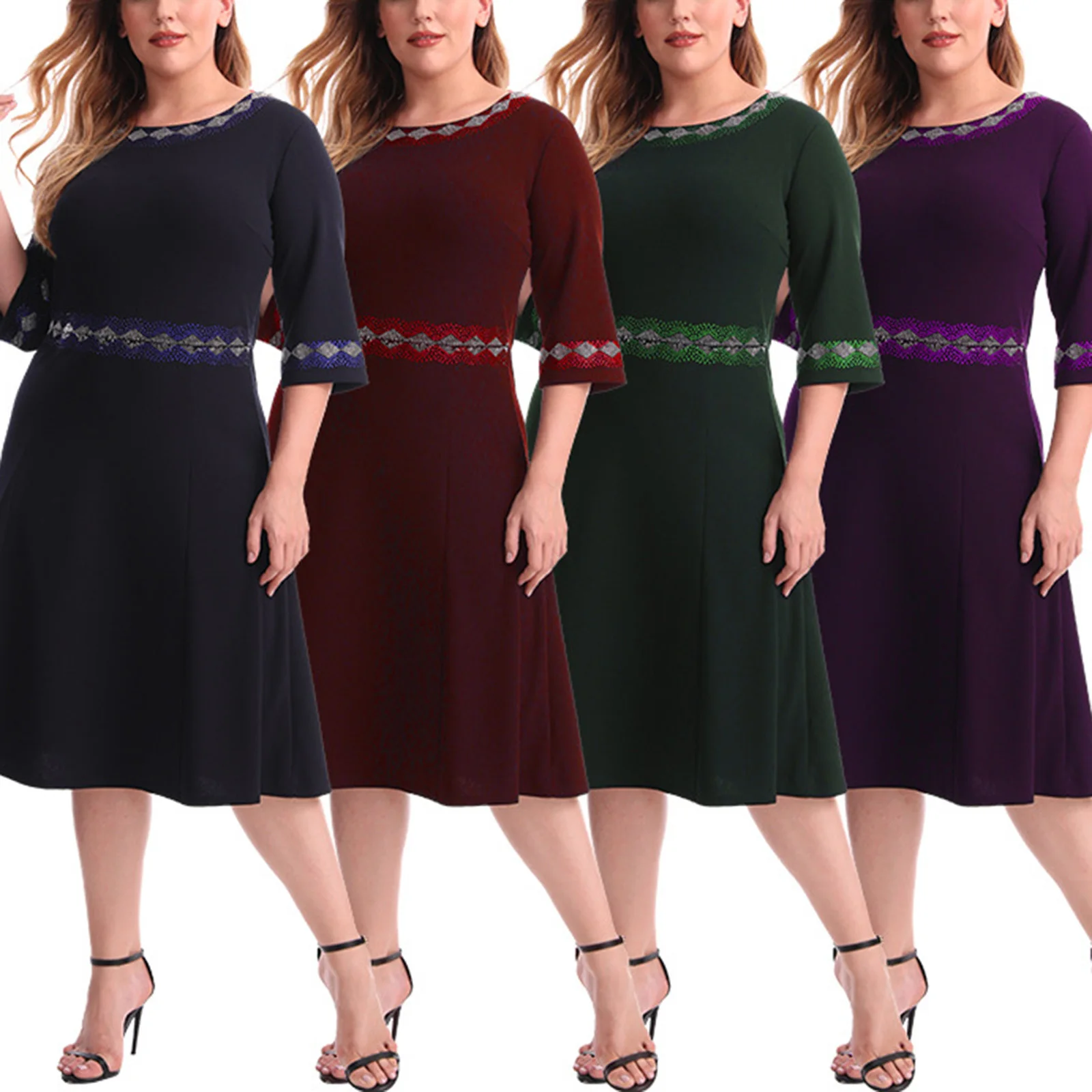 

Women's Casual Dress Half Sleeve Pencil Dresses Women Summer Simple A-line Dress Vestidos