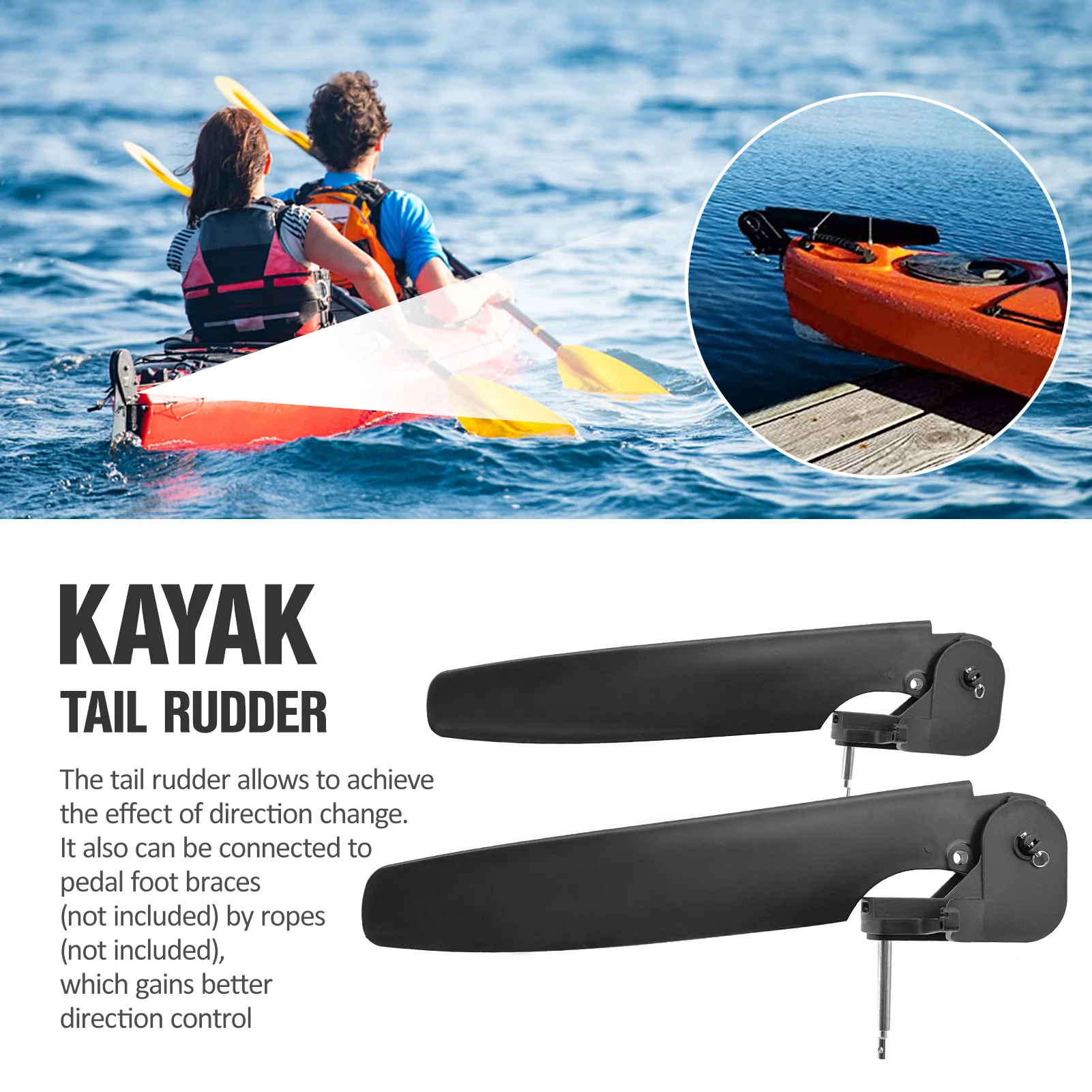 Kayak Tail Rudder Steering System Control Kit For Direction Control