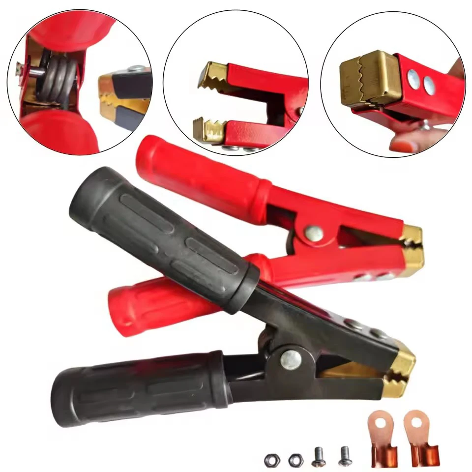 2pcs Copper Alligator Clips 100-800A Test Car Battery Insulated Crocodile Clamp Connector for Electrical Jumper Cables Boost
