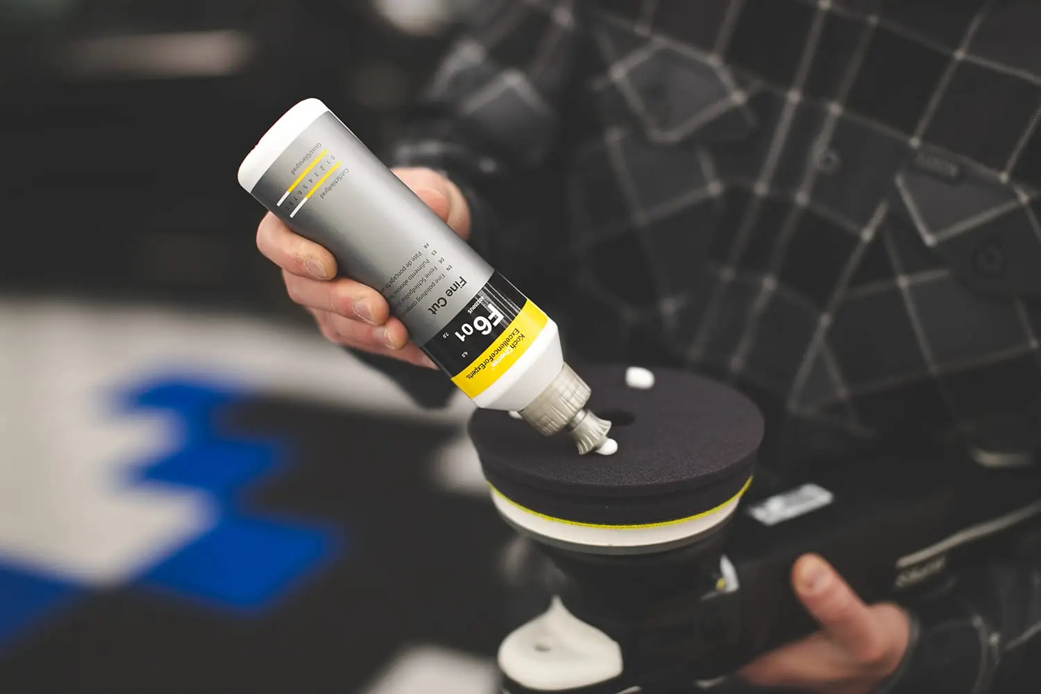 Close-up of polishing compound consistency on a surface